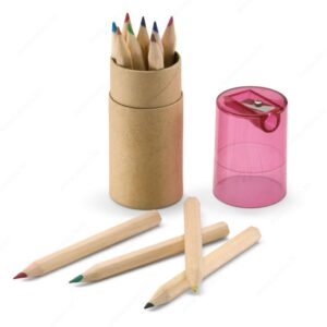 KC6230-25 Bojice PETIT LAMBUT set  pk12 + šiljilo u tubi natur/crvena