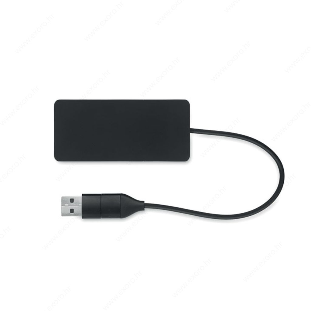 MO2142-03 Kabel za punjenje HUB-C od recikliranog aluminija, crni