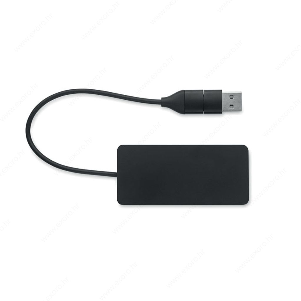 MO2142-03 Kabel za punjenje HUB-C od recikliranog aluminija, crni