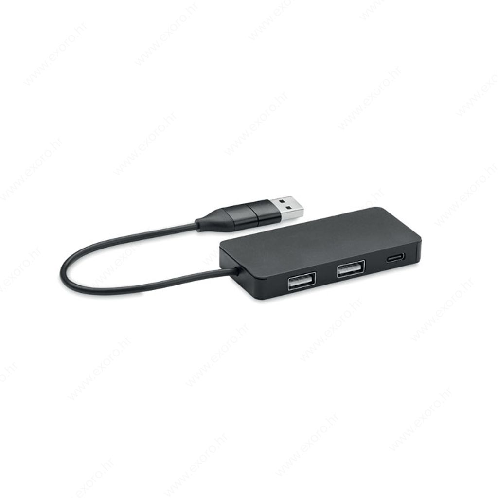 MO2142-03 Kabel za punjenje HUB-C od recikliranog aluminija, crni