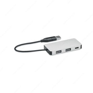 MO2142-14 Kabel za punjenje HUB-C od recikliranog aluminija, srebrni