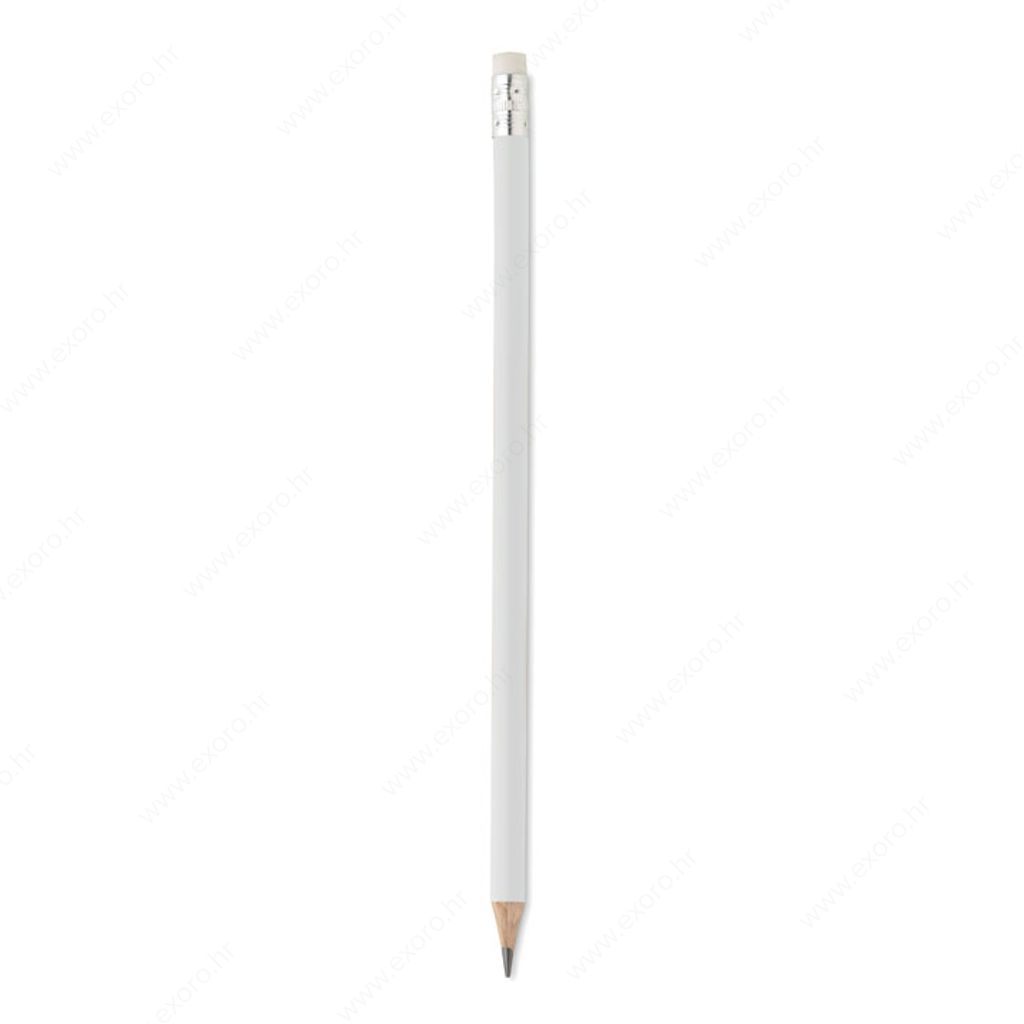 MO2248-06 Drvena olovka s gumicom STOMP SHARP bijela