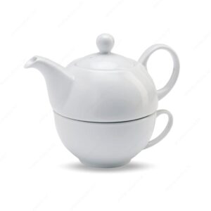 Čajnik TEA TIME dvodijelni, keramički + poklon kutija, bijeli