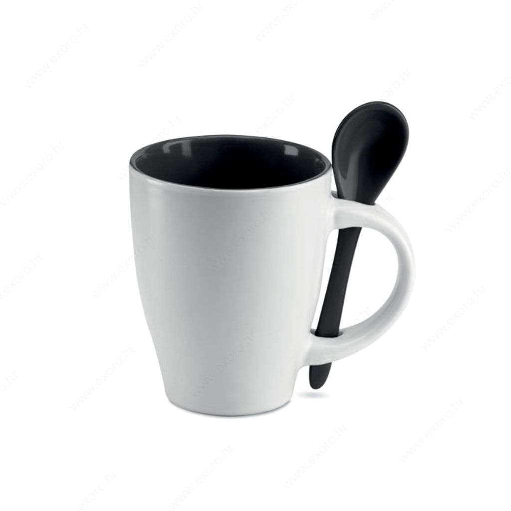 Šalica DUAL + žlica, keramička, 250ml, crna