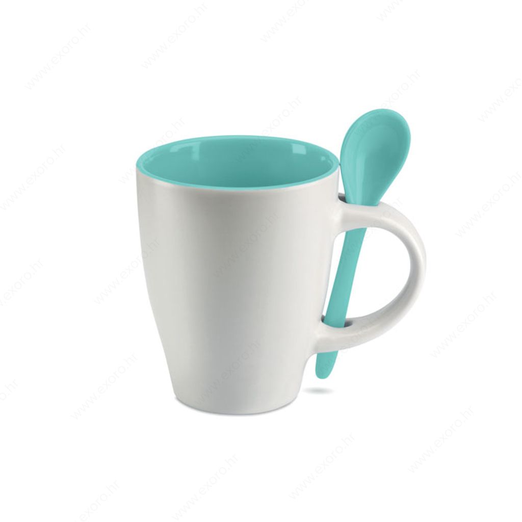 Šalica DUAL + žlica, keramička, 250ml, plava