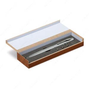 Laserski pokazivač ALASKA + drveni etui, srebrni