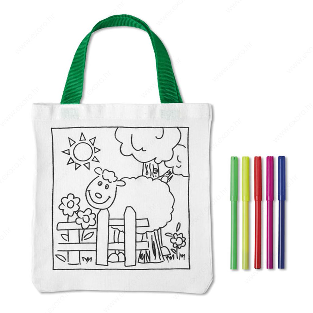 Shopping torba MATEUSZ s 5 flomastera za bojanje bijela
