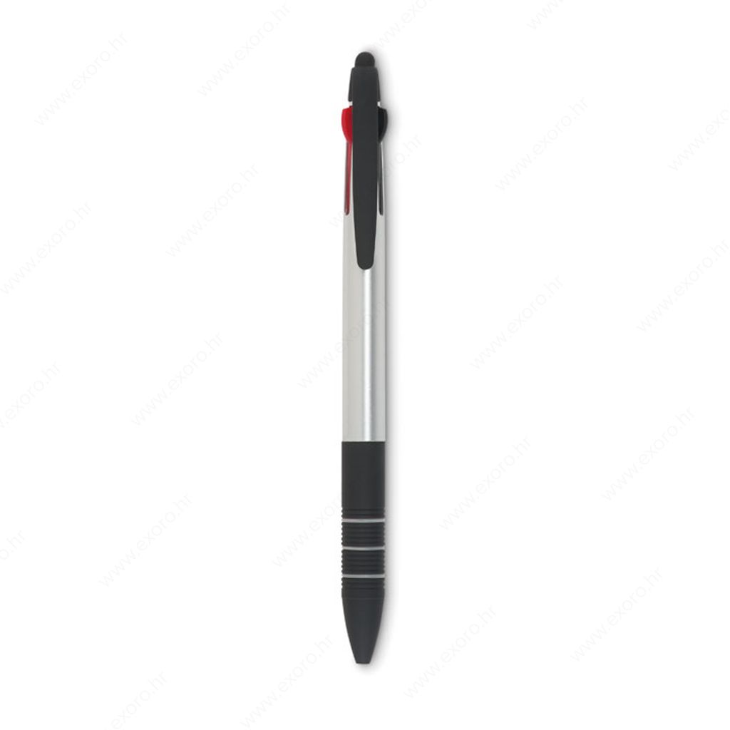 Olovka kemijska MULTIPEN, 3 bojni uložak, crno/srebrna