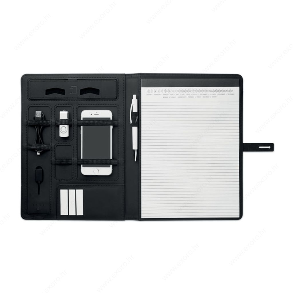 Mapa konferencijska A4 SMARTFOLDER + punjač 4000mAh, crna