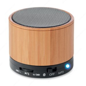 Zvučnik bežični ROUND BAMBOO 450mAh, drveni/crni