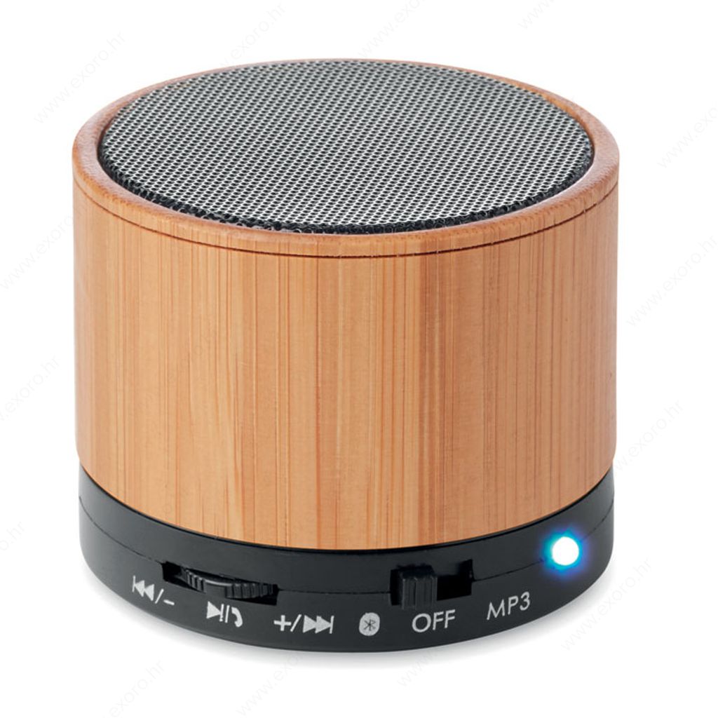 Zvučnik bežični ROUND BAMBOO 450mAh, drveni/crni