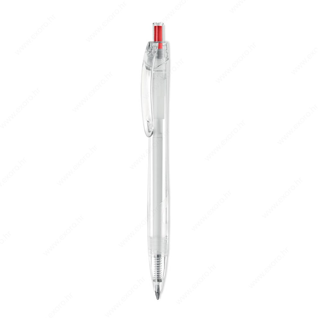 Olovka kemijska RPET PEN plavi uložak, prozirno/crvena