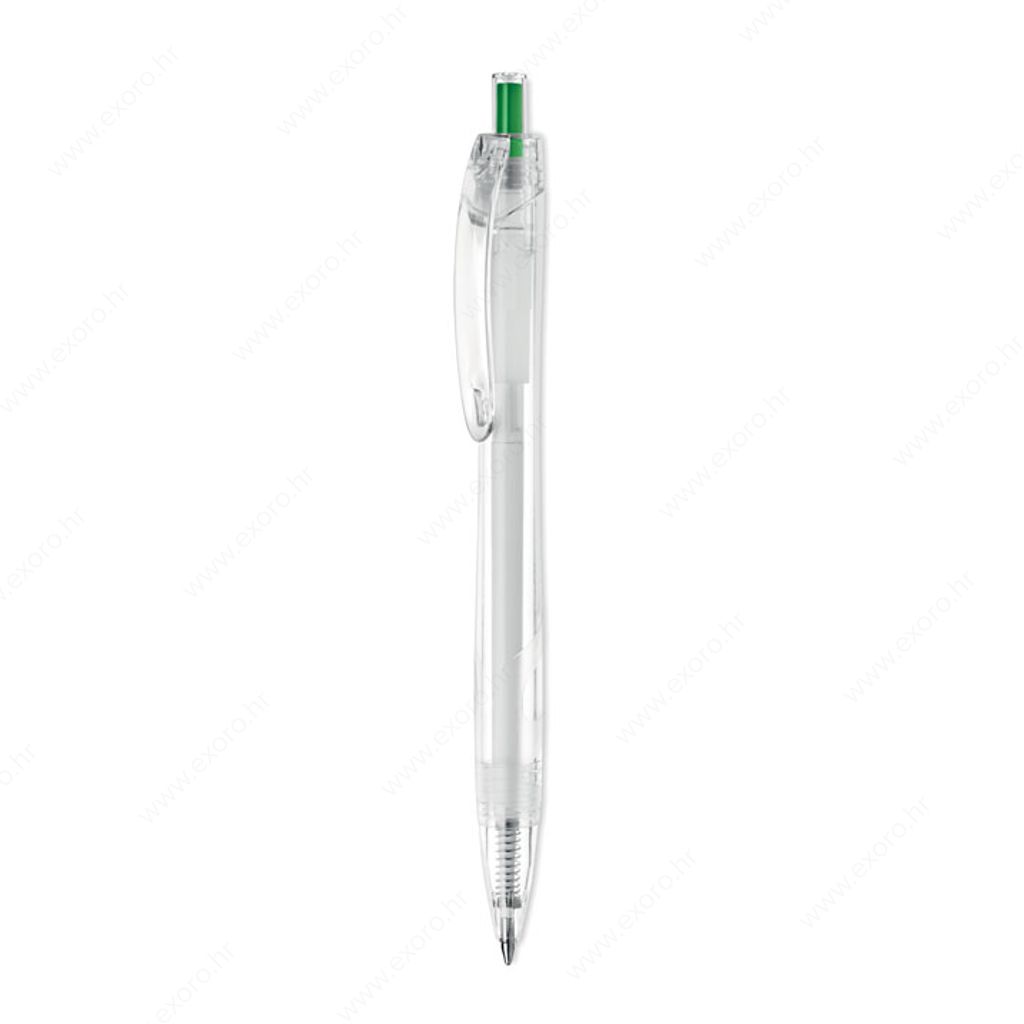 Olovka kemijska RPET PEN plavi uložak, prozirno/zelena